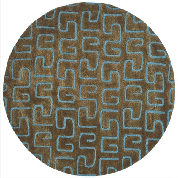 Safavieh 6 x 6 ft. Round Contemporary Soho Brown and Light Blue Hand Tufted Rug - SOH416B-6R
