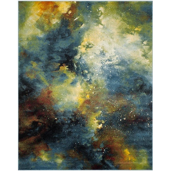 Flowers First 8 x 10 ft. Galaxy Power Loomed Area Rug, Blue & Multi Color - Large Rectangle - FL1874467