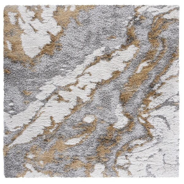 Safavieh 6 ft. 7 in. x 6 ft. 7 in. Square Horizon Shag 800 Rug; Grey & Gold - HZN890D-7SQ