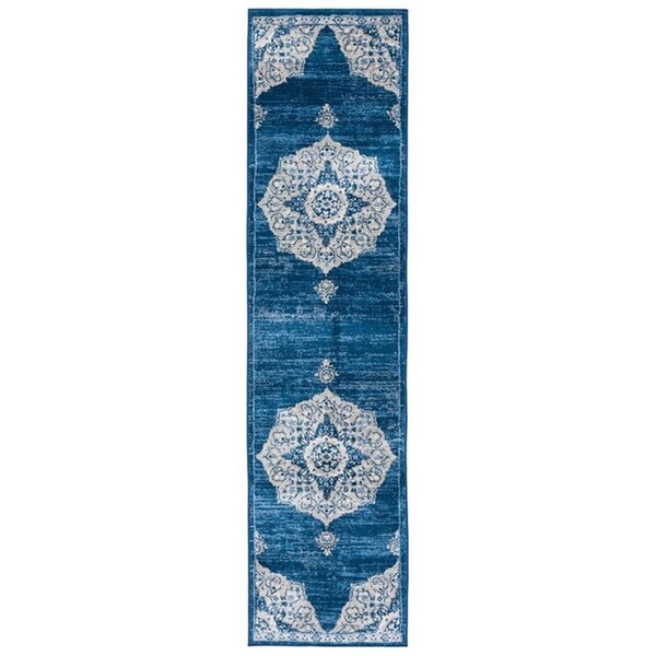 Safavieh 2 x 8 ft. Brentwood Transitional Power Loomed Runner Rug Navy & Grey - BNT802N-28