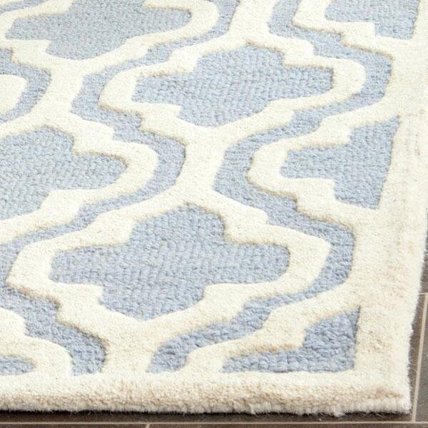 Safavieh Cambridge Hand Tufted Runner Rug- Light Blue - Ivory- 2 ft. 6 in. x 12 ft. - CAM132A-212