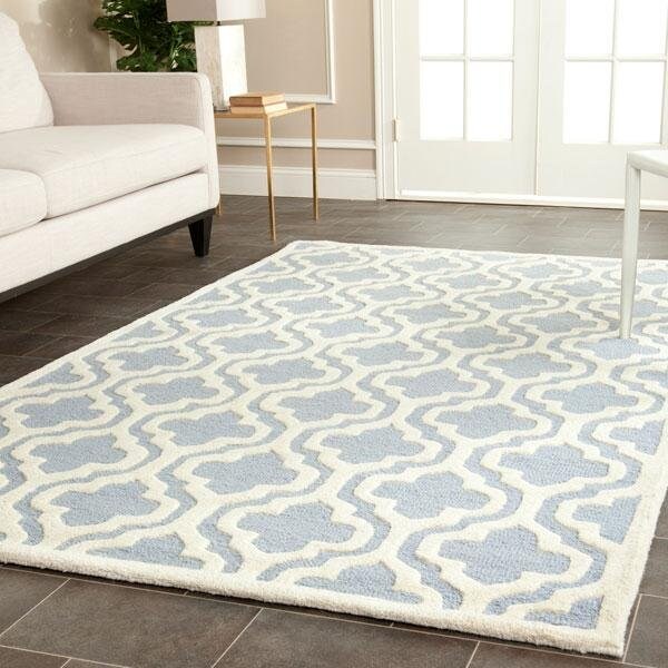 Safavieh Cambridge Hand Tufted Runner Rug- Light Blue - Ivory- 2 ft. 6 in. x 12 ft. - CAM132A-212