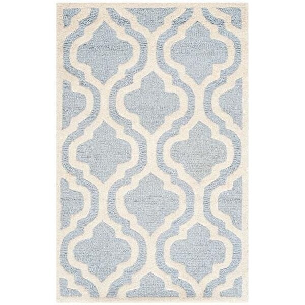 Safavieh Cambridge Hand Tufted Runner Rug- Light Blue - Ivory- 2 ft. 6 in. x 12 ft. - CAM132A-212