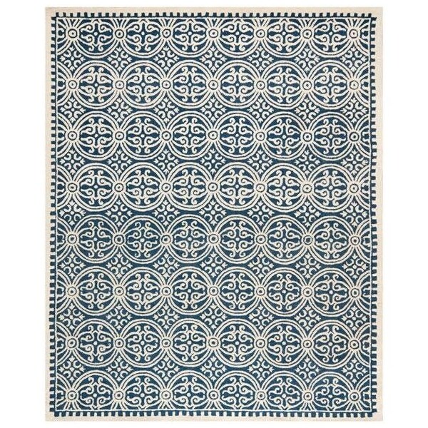 Safavieh 2 ft.-6 in. x 18 ft. Runner Transitional Cambridge- Navy Blue and Ivory Hand Tufted Rug - CAM123G-218