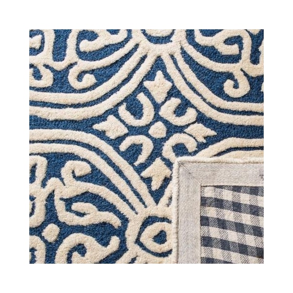 Safavieh 2 ft.-6 in. x 18 ft. Runner Transitional Cambridge- Navy Blue and Ivory Hand Tufted Rug - CAM123G-218