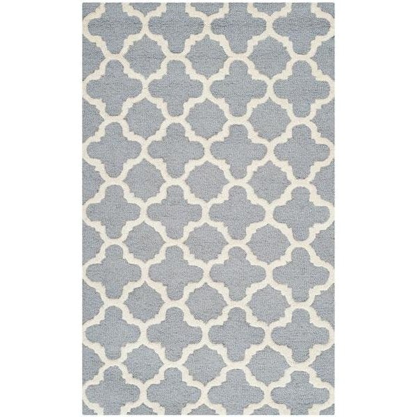 Safavieh Cambridge Hand Tufted Runner Rug- Silver - Ivory- 2 ft. 6 in. x 4 ft. - CAM130D-24