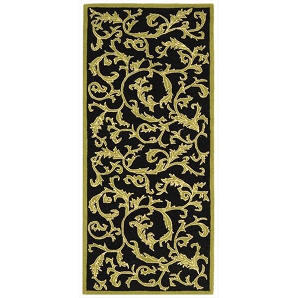Safavieh 2 ft. - 6 in. x 6 ft. Runner- Transitional Chelsea Black Hand Hooked Rug - HK307B-26