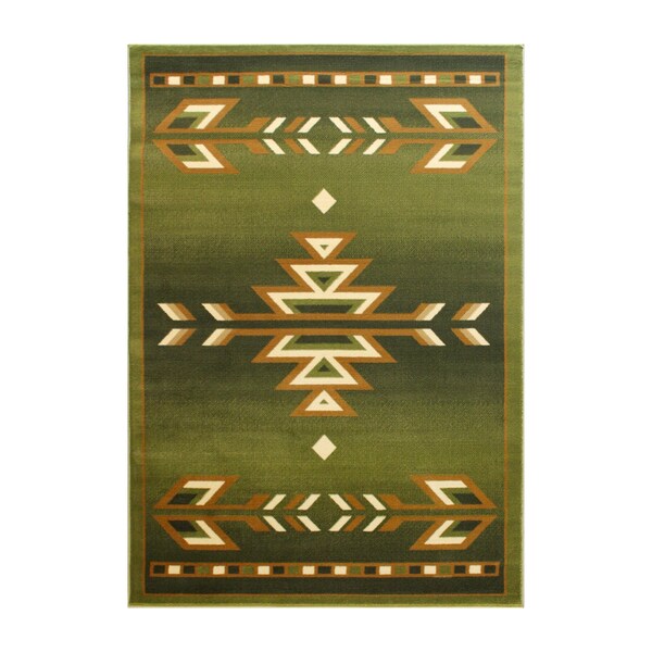 Flash Furniture Green 6 x 9 Southwestern Style Patterned Area Rug - OKR-RG1113-69-GN-GG