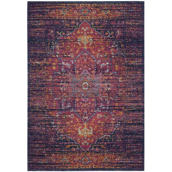 Safavieh Evoke Power Loomed Runner Area Rug, Blue and Fuchsia - 2 ft.-2 in. x 21 ft. - EVK275F-221