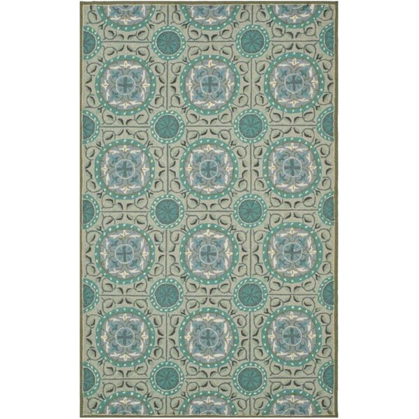 Safavieh 5 x 8 ft. Four Seasons Hand Hooked RugMedium Rectangle Mint & Aqua - FRS485D-5