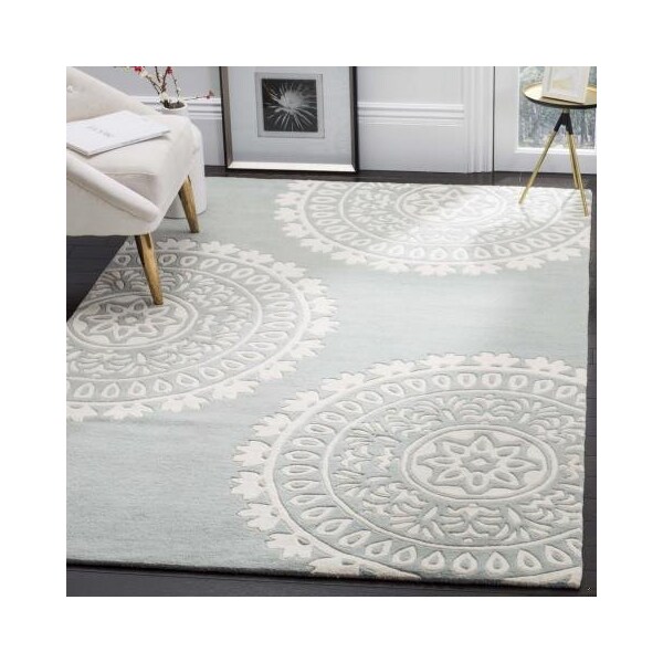 Safavieh 4 x 6 ft. Rectangle Contemporary Bella- Grey and Ivory Hand Tufted Rug - BEL121A-4