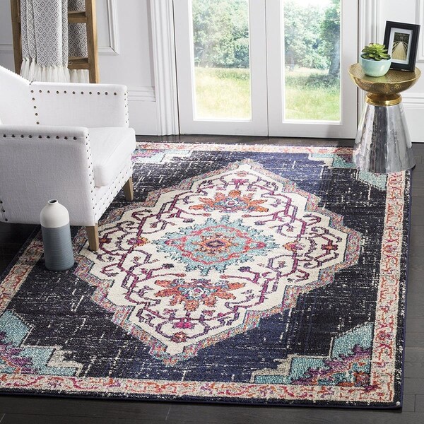 Safavieh Monaco Square Area Rug, Black and Blue - 5 x 5 ft. - MNC254Z-5SQ