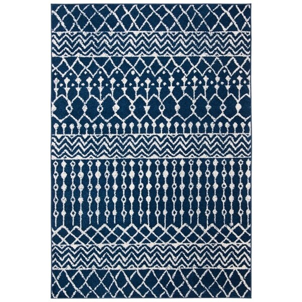 Safavieh 4 x 6 ft. Tulum Rectangle Power Loomed Area RugNavy & Ivory - TUL270N-4