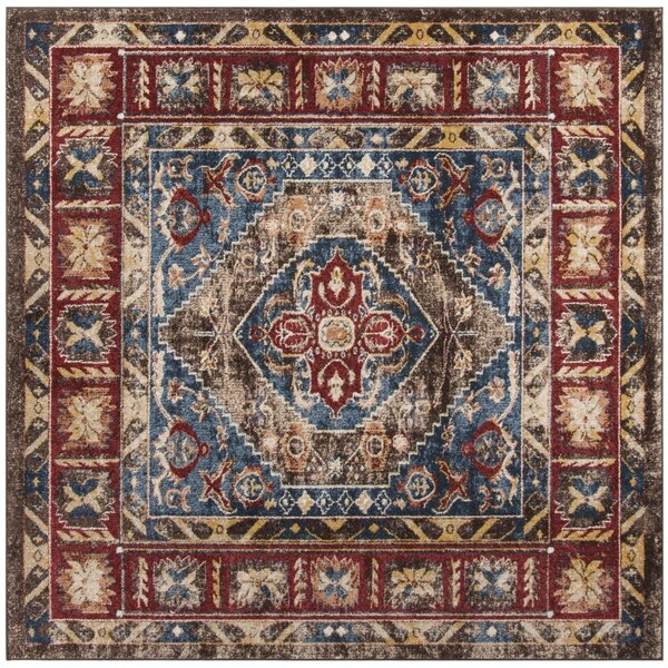 Safavieh 3 x 3 ft. Buar Abstract Square Area Rug - Brown & Royal - BIJ621C-3SQ