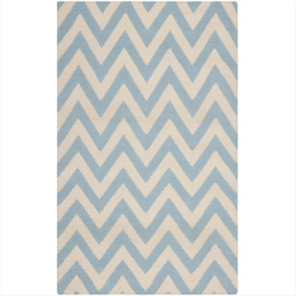 Safavieh 3 Ft. X 5 Ft. Small Rectangle Contemporary Dhurries- Blue And Ivory- Flatweave Rug - DHU557B-3