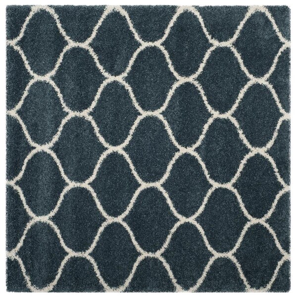 Flowers First 7 x 7 ft. Square Hudson Shag Power Loomed Rug, Slate Blue & Ivory - FL1862559