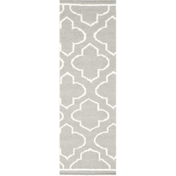 Safavieh 2 ft. -6 in. x 7 ft. Runner Contemporary Dhurries- Grey and Ivory- Flatweave Rug - DHU625B-27