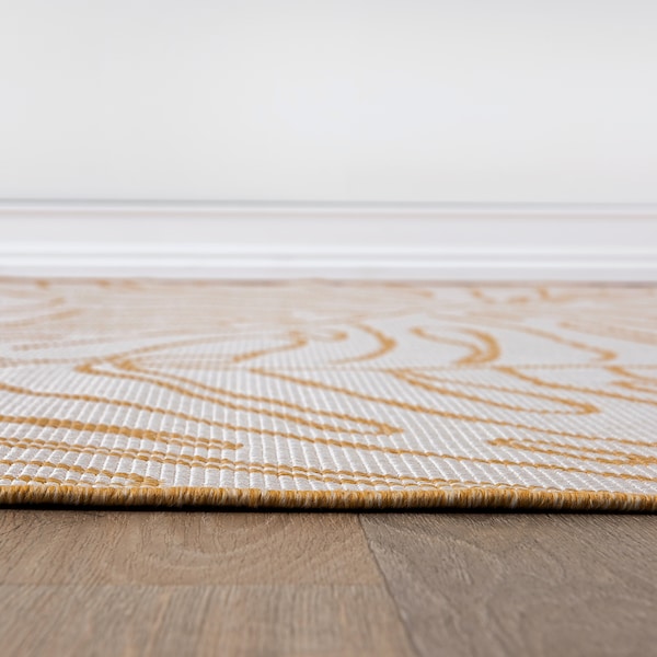 World Rug Gallery Contemporary Tropical Leaves Weather Resistant Indoor/Outdoor Area Rug 7' 10'' x 10' Yellow - 4031YELLOW8X10