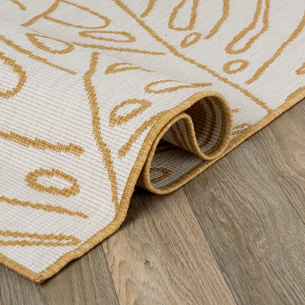 World Rug Gallery Contemporary Tropical Leaves Weather Resistant Indoor/Outdoor Area Rug 7' 10'' x 10' Yellow - 4031YELLOW8X10