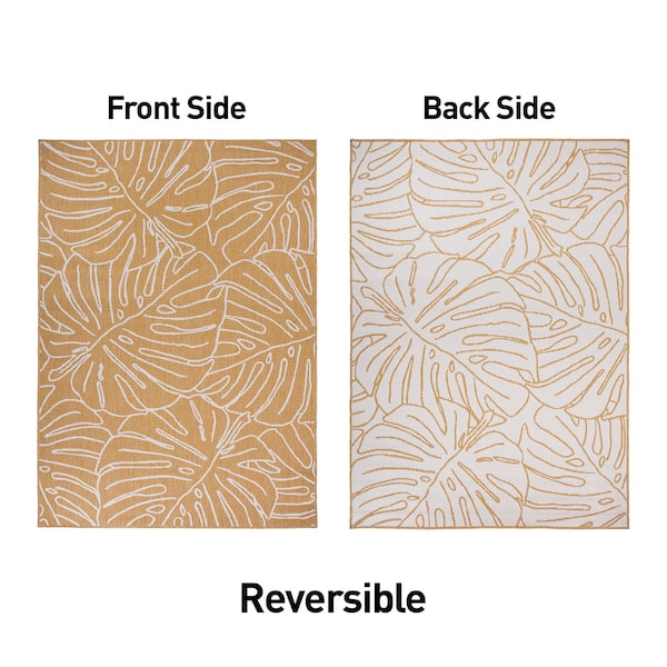 World Rug Gallery Contemporary Tropical Leaves Weather Resistant Indoor/Outdoor Area Rug 7' 10'' x 10' Yellow - 4031YELLOW8X10