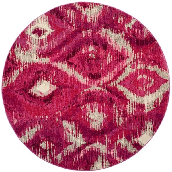 Safavieh Monaco Round Area RugFuchsia & Cream 6 ft.-7 in. x 6 ft.-7 in. - MNC242D-7R