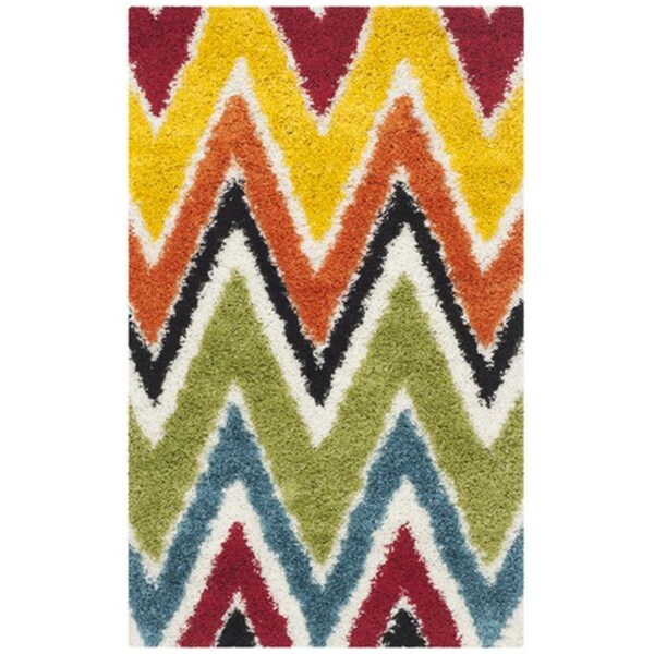 Safavieh Kids Shag Power Loomed Rectangle Rug- Ivory - Multi- 4 x 6 ft. - SGK567A-4