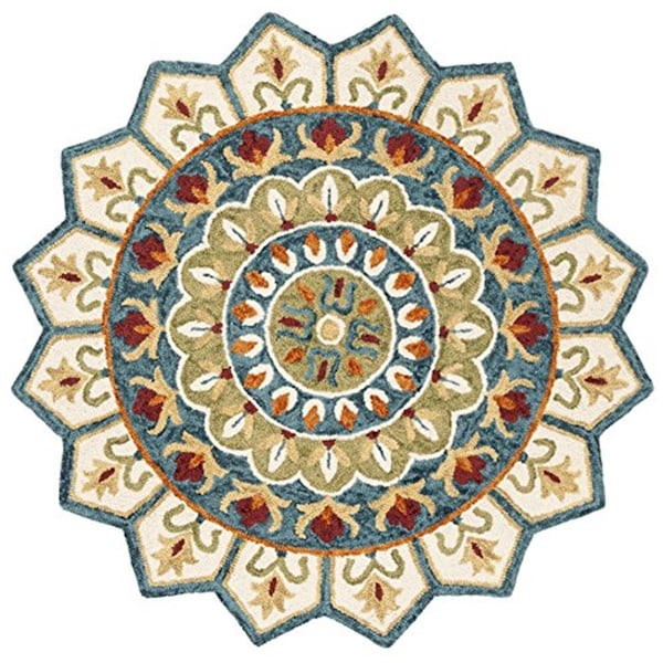 Safavieh 6 x 6 ft. Novelty Round Hand-Tufted Rug Ivory & Blue - NOV605M-6R
