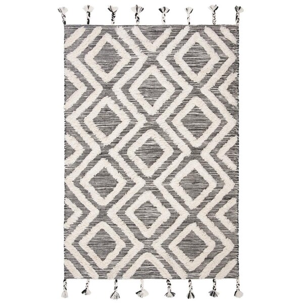 Safavieh 4 x 6 ft. Kenya Hand Tufted Rectangle RugBlack & Ivory - KNY331Z-4