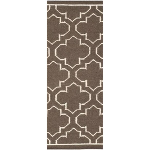 Safavieh 2 Ft. -6 In. X 4 Ft. Runner Contemporary Dhurries- Brown And Ivory- Flatweave Rug - DHU625C-24