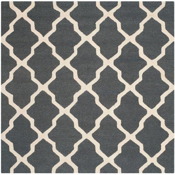 Safavieh Cambridge Hand Tufted Runner Rug- Dark Grey - Ivory- 2 ft. 6 in. x 18 ft. - CAM121X-218