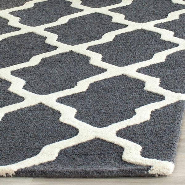 Safavieh Cambridge Hand Tufted Runner Rug- Dark Grey - Ivory- 2 ft. 6 in. x 18 ft. - CAM121X-218