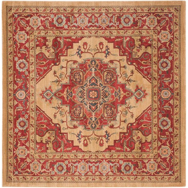 Safavieh 6 ft. 7 in. x 6 ft. 7 in. Square Mahal Power Loomed RugRed & Natural - MAH698A-7SQ