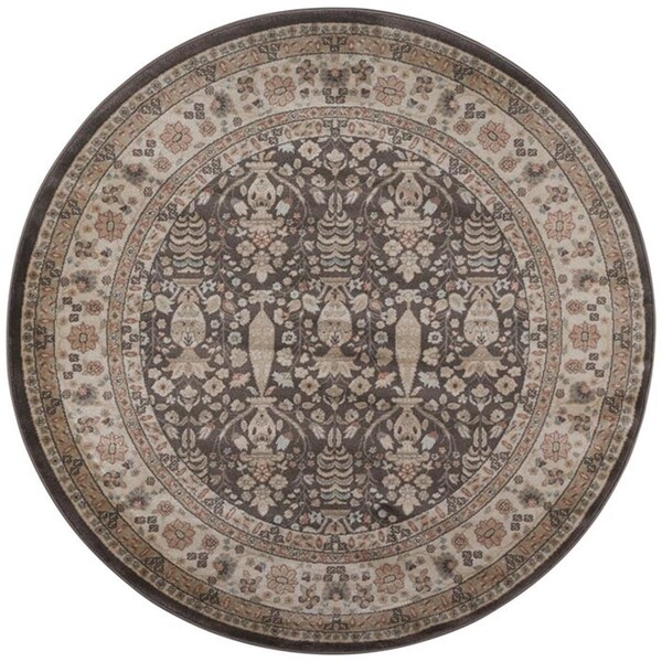 Auric 3812-1014-BROWN Garda Round Oriental Rugs, Brown - 5 ft. 3 in. - AU2643488