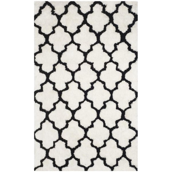 Safavieh Barcelona Shag Hand Tufted Rectangle Rug- Ivory - Black- 3 x 5 ft. - BSG319C-3