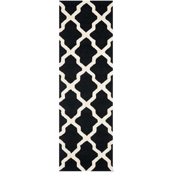 Safavieh 2 ft.-6 in. x 6 ft. Runner Transitional Cambridge- Black and Ivory Hand Tufted Rug - CAM121E-26