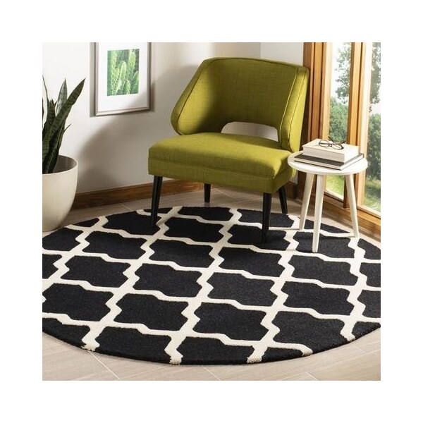 Safavieh 2 ft.-6 in. x 6 ft. Runner Transitional Cambridge- Black and Ivory Hand Tufted Rug - CAM121E-26