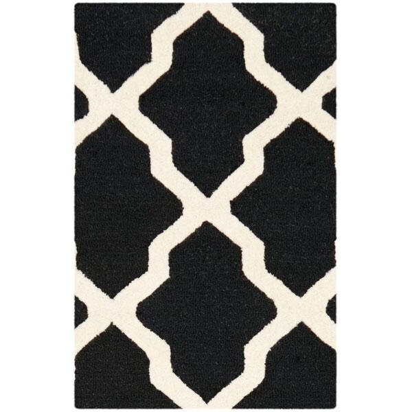 Safavieh 2 ft.-6 in. x 6 ft. Runner Transitional Cambridge- Black and Ivory Hand Tufted Rug - CAM121E-26