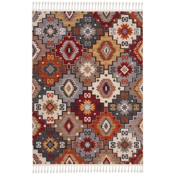 Safavieh Farmhouse 800 Power Loomed Runner Area RugGrey & Red 2 x 8 ft. - FMH805F-28