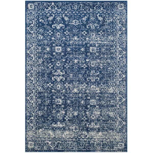 Safavieh Evoke Power Loomed Runner Area Rug, Navy and Ivory - 2 ft.-2 in. x 21 ft. - EVK270A-221