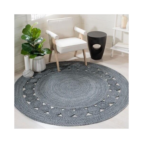 Safavieh 4 x 4 ft. Cape Cod Round Area Rug, Charcoal - CAP225H-4R
