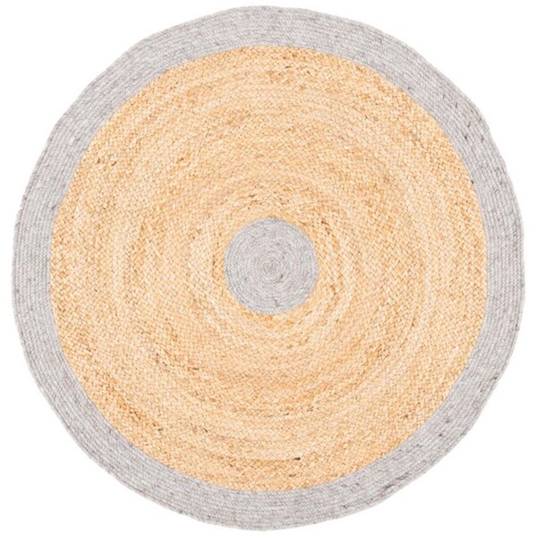 Safavieh 5 x 5 ft. Braided Contemporary Round Rug; Silver & Natural - BRD910G-5R