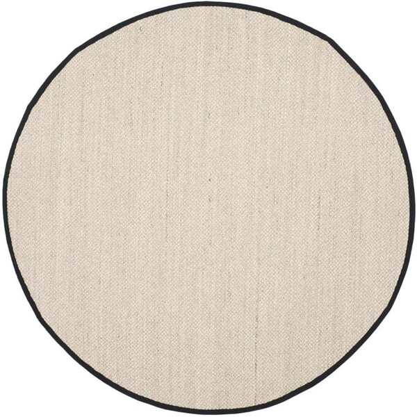 Safavieh 4 x 4 ft. Natural Fiber Power Loomed RugRound Marble & Black - NF143A-4R
