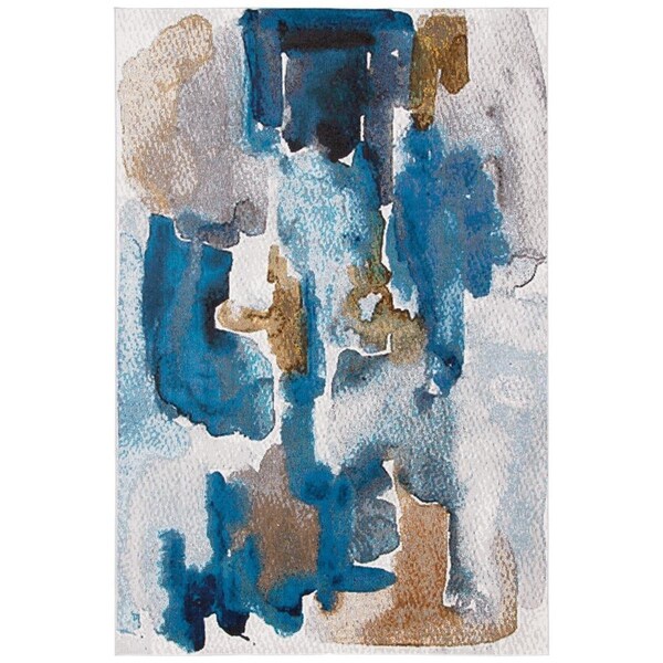 Safavieh 4 x 6 ft. Aria Rectangle Power Loomed Rug Ivory & Navy - ARA110M-4
