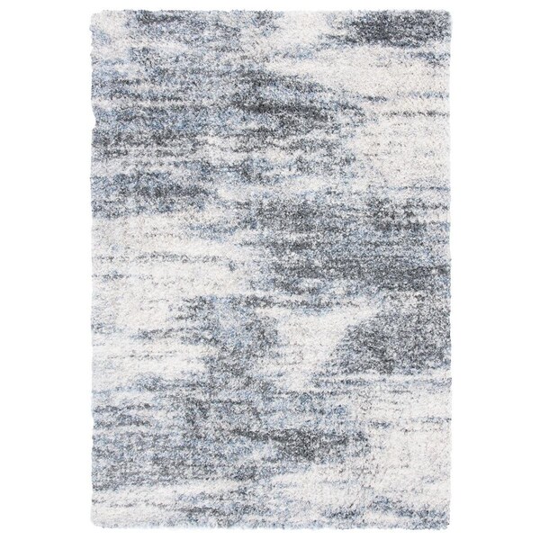Safavieh 3 ft. 3 in. x 5 ft. Berber Shag Power Loomed Rectangle Area Rug; Ivory & Grey - BER273A-3