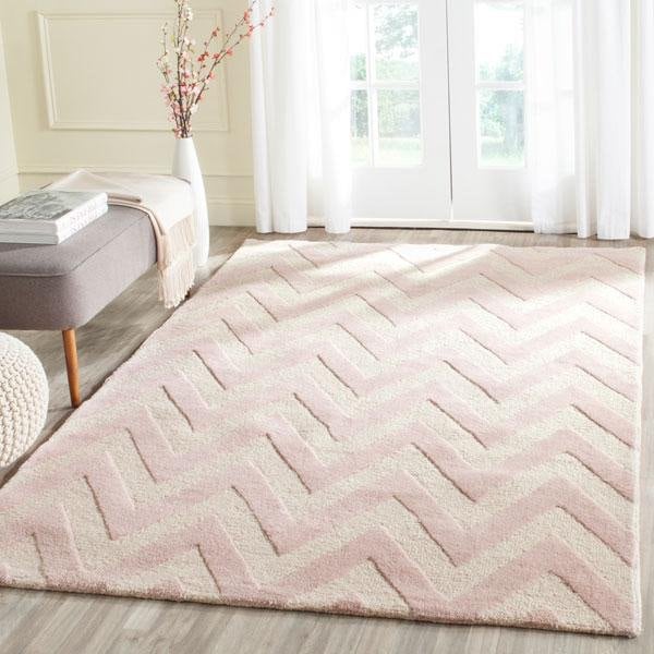 Safavieh Cambridge Hand Tufted Runner Rug- Light Pink - Ivory- 2 ft. 6 in. x 4 ft. - CAM139M-24