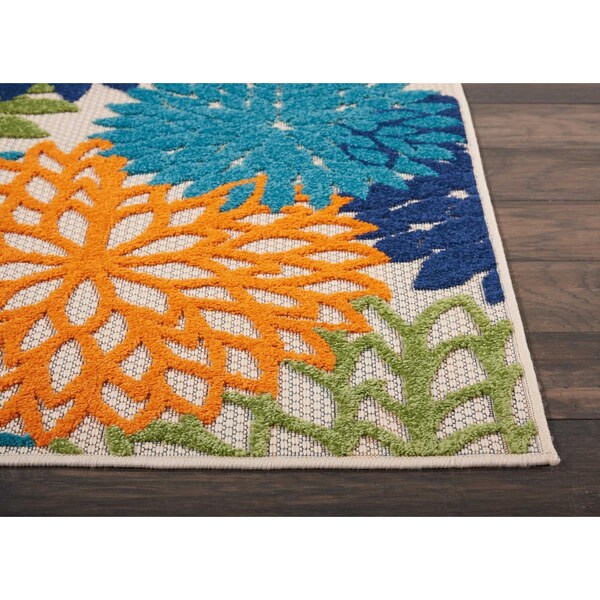 Homeroots 2 x 6 ft. Orange Floral Outdoor Runner Rug - 384623
