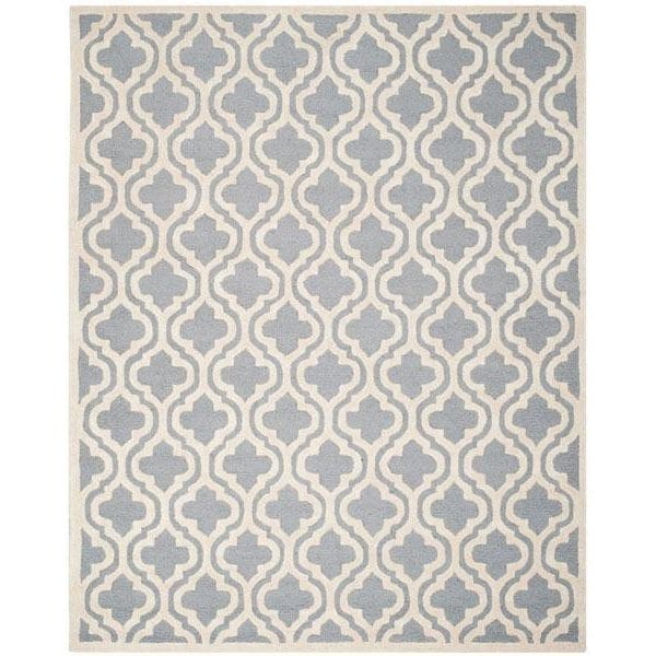 Safavieh Cambridge Hand Tufted Round Rug- Silver - Ivory- 4 x 4 ft. - CAM132D-4R