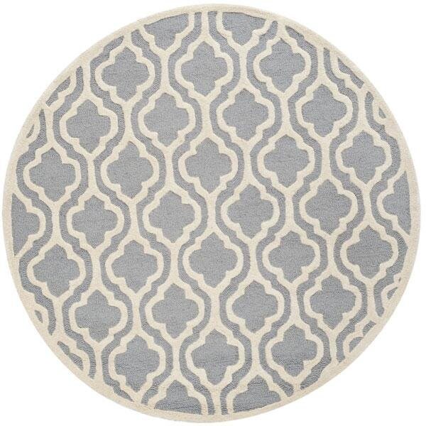 Safavieh Cambridge Hand Tufted Round Rug- Silver - Ivory- 4 x 4 ft. - CAM132D-4R