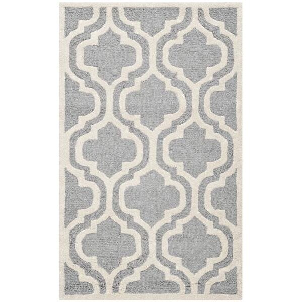 Safavieh Cambridge Hand Tufted Round Rug- Silver - Ivory- 4 x 4 ft. - CAM132D-4R