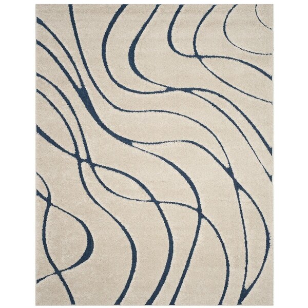 Safavieh 8 x 10 ft. Power Loomed Large Rectangle Shag RugCream & Blue - SG471-1165-8